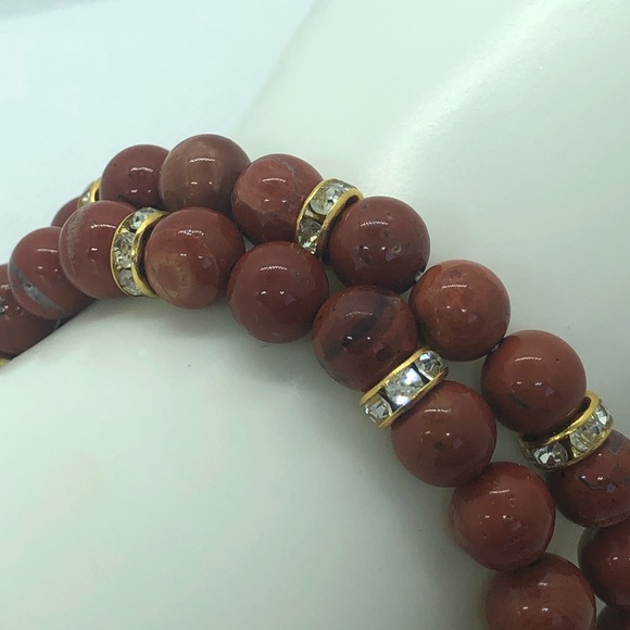 (SOLD) Red Jasper Beaded Bracelet - Picture 4 of 5